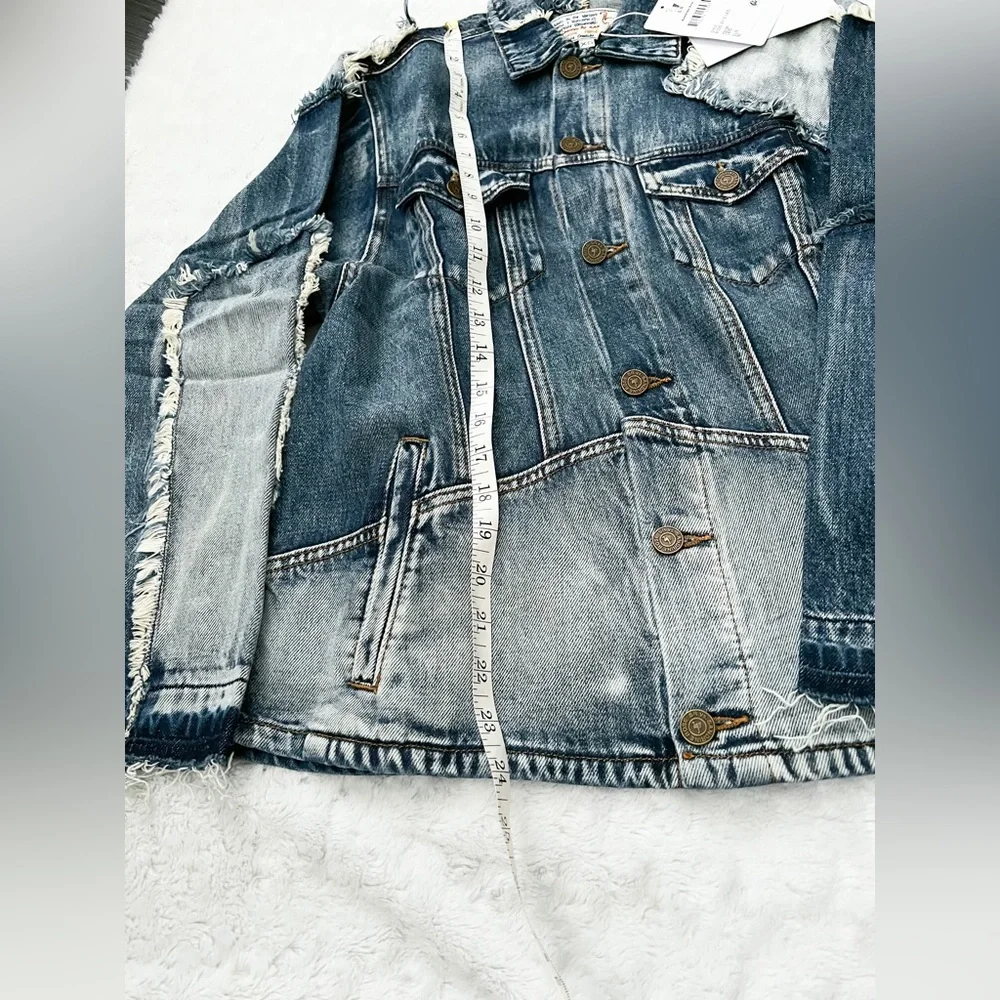 NWT- SANDRINE ROSE x Free People Deconstructed Frayed Denim Jacket